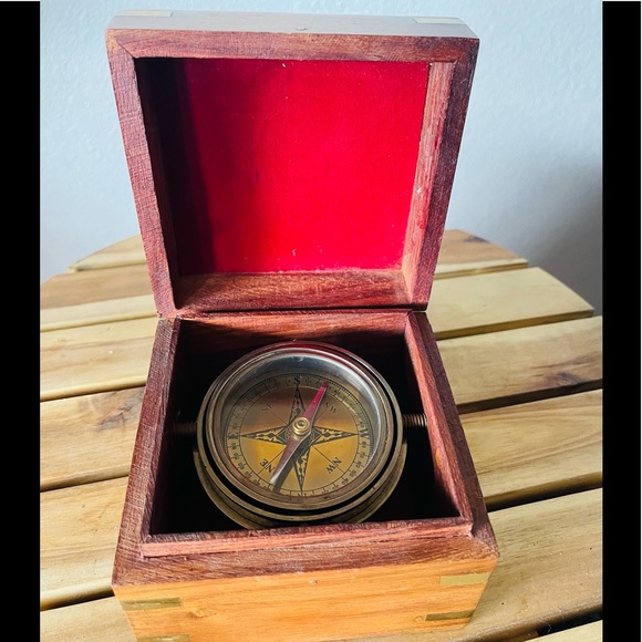 Other Vintage Compass In Wooden Box Poshmark